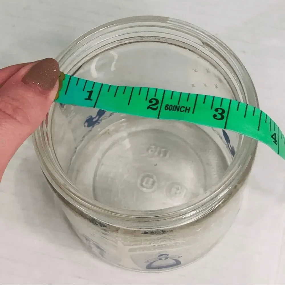 Vintage Dutch Folk Art Glass Canister Blue White Farmhouse‎ Storage Jar 1716